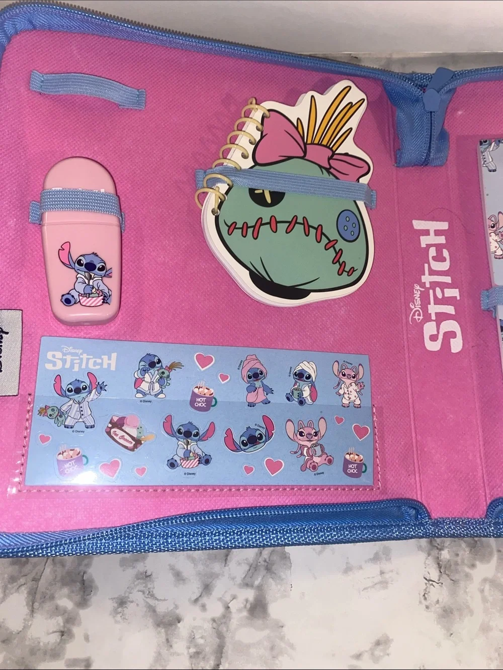 Claire's Blue & Pink Stitch Plush Pencil Case